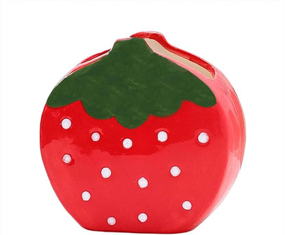TANG SONG Ceramic Strawberry Make up Brush Holder Cosmetic Storage Box Pen and Pencil Holder Desktop Organizers (Red)