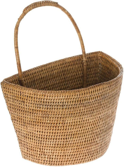 KOUBOO La Jolla Rattan Wall Storage Basket with Handle, Hanging Basket, Storage Bin for Flowers Plants, Home, Office Organizer, Large, Honey Brown