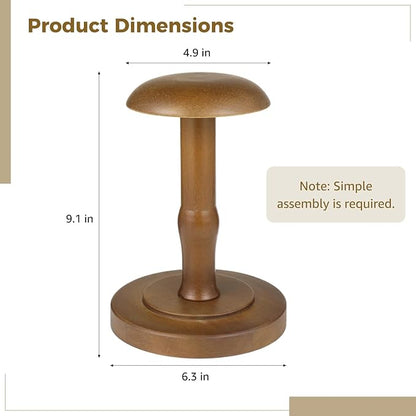 Vintage Wooden Hat Rack Stand, Vintage Rustic Brown Hat Rack Display Stand, Tabletop Cap Hats Rack Organizer with Wig Holder Display for Closet, Home Decor Display