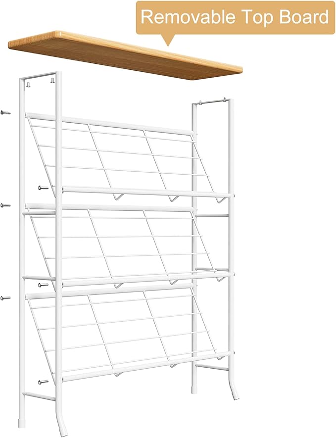 JZM Shoe Rack Storage, Narrow 4 Tier Metal Shoe Storage Shelf, Free Standing Shoe Racks, Space Saving Shoe Rack Organizer for Entryway, Hallway, Bedroom, Living Room(12-16 Pair)