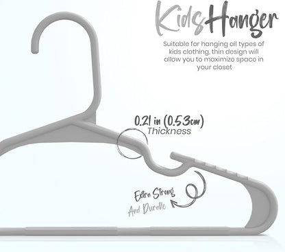 Utopia Home 60 Pack Kids Hangers - 11.5 Inch Plastic Baby Hangers for Closet - Childrens Hanger for Clothes & Infant Hanger for Closet - for Everyday Standard Use (Gray)