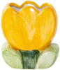 TANG SONG Ceramic Tulip Make up Brush Holder Flower Cosmetic Storage Box Pen and Pencil Holder Desktop Organizers (Yellow)