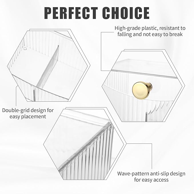 2-Grid Qtip Holder Dispenser,Transparent Cotton Ball Holder,Clear Bathroom Organizer with Lid Guest Bathroom Essentials for Cotton Swabs and Balls Container Cosmetics Storage for Vanity
