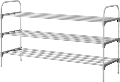 Kitsure Shoe Rack - 3-Tier Space-Saving Shoe Organizer & Shoe Shelf with Handle, Easy Assembly, Sturdy Metal Shoe Rack for Closet, Entryway, Bedroom, 28.0" x 11.8" x 25.6", Grey