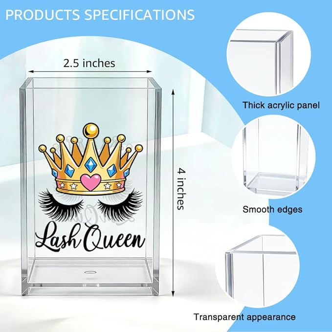 Lash Queen Acrylic Makeup Brush Organizer Holder, Lash Artist Desk Accessory Holder, Acrylic Desk Organizer Gifts for Make up Artist Eyelash Technician Cosmetologist Esthetician Beautician
