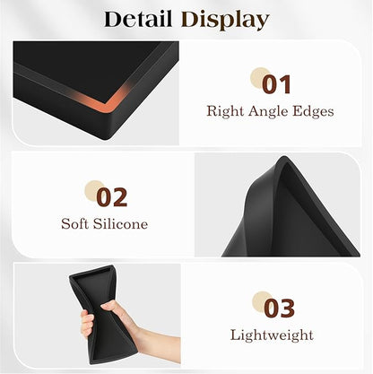 Luxspire Bathroom Vanity Tray - 2 Pack (7.9" x 4") Silicone Soap Dish for Kitchen Countertop, Bathroom Counter Tray for Soap Dispenser Perfume Jewelry Accessories, Matte Black