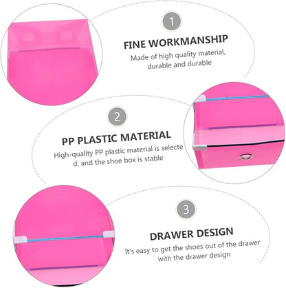 5pcs Transparent Stackable Shoe Storage Boxes with Drawer Design Dustproof Plastic Organizer for Women Shoes Thickened PP Material Metal-edged Large for Closet and Bedroom