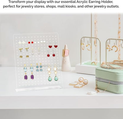 Marketing Holders Earring Display Stand 126 Earrings Holder Clear Acrylic Slant Back Holds Studs Dangling Earrings for Accessory Outlets Secondhand Shops Fashion Boutiques