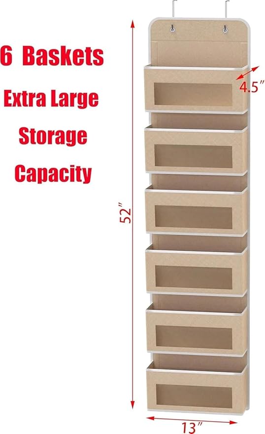for 6 Clear Window Pocket Over Closet Door Storage Hanging