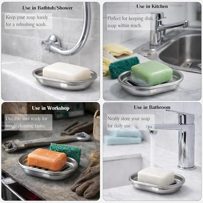 Chandler Stainless Steel Soap Dish for Shower & Bathroom Sink – Heavy Duty Metal Soap Holder, Hanging Soap Holder, Brushed Nickel Soap Dish with Drainage, Anti-Rust Stainless Steel Soap Bar Holder