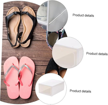 6pcs Large Plastic Drawer-type Shoe Storage Boxes with Flip Lid, Stackable Shoes Organizer for Closet and Entryway Storage