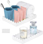 2 Pack Acrylic Bathroom Vanity Tray 7.9" and 9.6", Soap Dispenser Decorative Scalloped Tray for Bathroom Kitchen Living Room Decor Vanity Perfume, White
