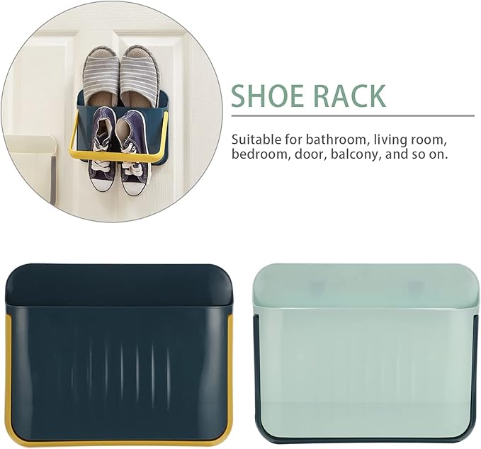 VOSAREA Plastic Hangers Entrance Shoe Rack, 2-Pack, Slippers Rack, Wall Mounted, Shoes Drying Storage, Hanging Shoes Organizer, for Bathroom, Living Room, Bedroom, Door, Balcony