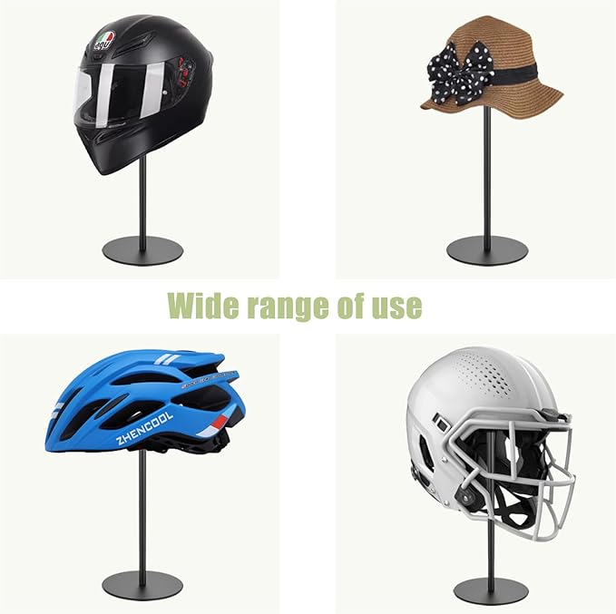 exquis Metal Hat Stand for Desk or Shelf, Hat Display Holder for Caps, Fedoras & Cowboy Hats, Stable Desktop Hat Rack, Black (1 Pack)