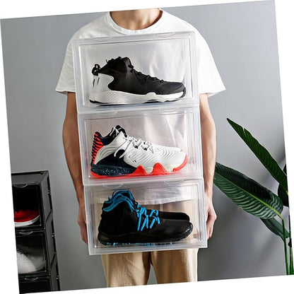 Shoe Box with Dustproof Door Buckle, Stackable Shoe Storage Container for Home and Closet Organization