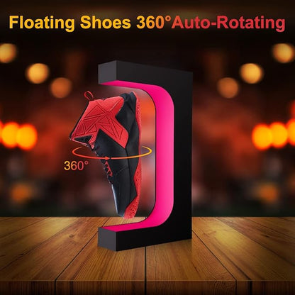 UVEHAS Levitating Shoe Display Stand, Floating Sneaker Stand with Remote 16 Colors LED Light Rotating Magnetic Levitation Shoe Rack for Home Decor Store Advertising Exhibition Shoes Collectors