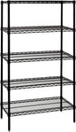 Quantum Storage Systems WR54-3636BK-5 Wire Shelving Starter Kit, 36" W x 36" D x 54" H, 600 lbs Capacity, Carbon Steel, Epoxy Coated, Black, NSF