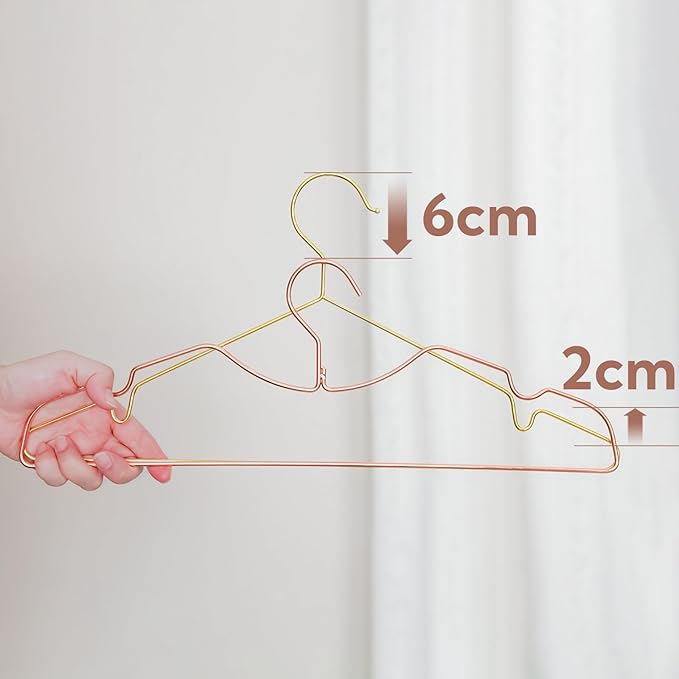 20 Pack Heavy Duty Metal Steel Wire Clothes Hanger, Ultra Slim & Short Neck Hanger,Space Saving Durable Non-Slip Felt Hangers, Closet Organizer for Home Dorm Laundry (Rosy Gold)