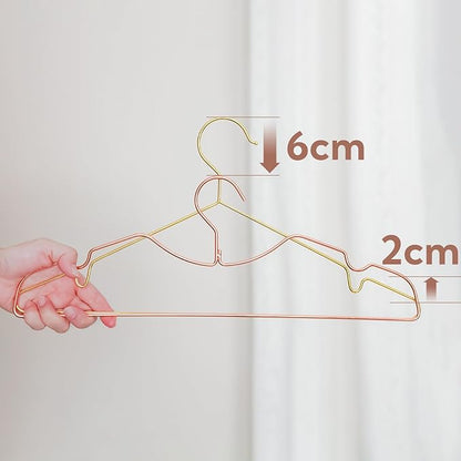 20 Pack Heavy Duty Metal Steel Wire Clothes Hanger, Ultra Slim & Short Neck Hanger,Space Saving Durable Non-Slip Felt Hangers, Closet Organizer for Home Dorm Laundry (Rosy Gold)