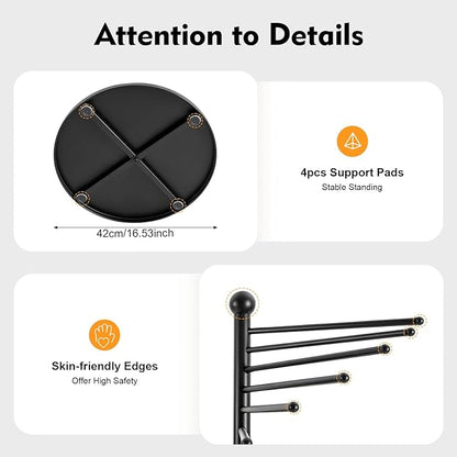 Scarf Display Rack 5.58ft Modern Freestanding Scarf Display Rack for Retail Stores, Homes & Offices, Spiral Iron Stand (Black)