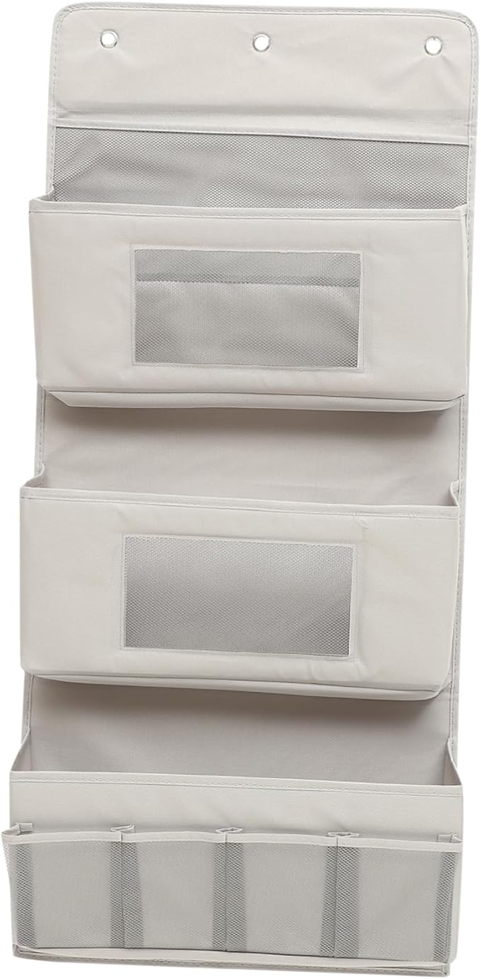 Door Storage Organizer Foldable Hanging Storage Pouch with Hooks Gray 40x90cm for Boys and Girls Room and Dormitory Organization