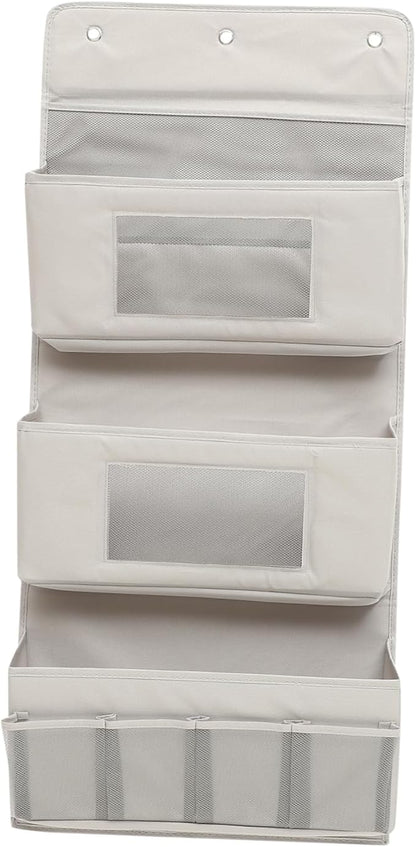 Door Storage Organizer Foldable Hanging Storage Pouch with Hooks Gray 40x90cm for Boys and Girls Room and Dormitory Organization