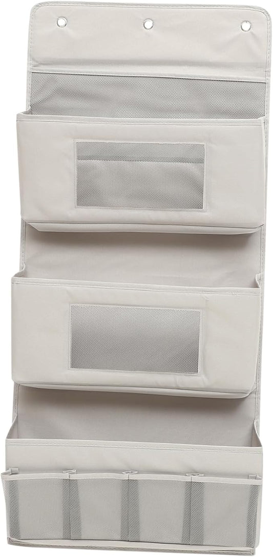 Door Storage Organizer Foldable Hanging Storage Pouch with Hooks Gray 40x90cm for Boys and Girls Room and Dormitory Organization