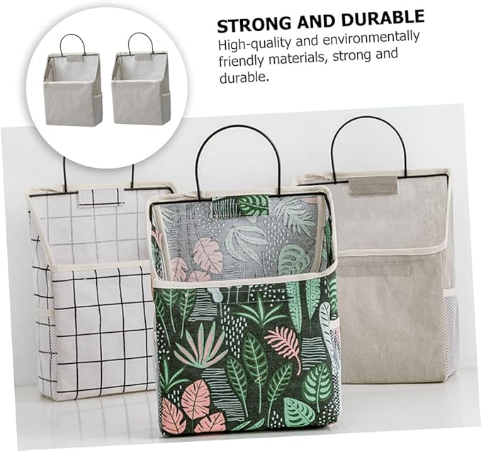 Luxshiny 2sets Wall-mounted Storage Bag Door Hanger Grocery Bag Holder Toiletry Hanging Organizer Dorm Storage Grey