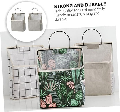 Luxshiny 2sets Wall-mounted Storage Bag Door Hanger Grocery Bag Holder Toiletry Hanging Organizer Dorm Storage Grey