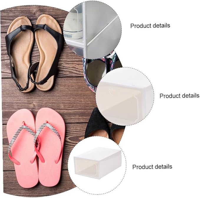 6pcs Large Capacity Shoe Organizer Boxes, Thickened Plastic Drawer Storage Case with Flip Lid, Stackable Shoes Storage Container for Closet and Home