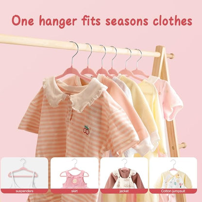 Stormix Baby Clothes Hangers 30 Pack, Kids Velvet Hangers Non-Slip, Clothes Hangers with Shoulder Notches for Toddler Children Pink