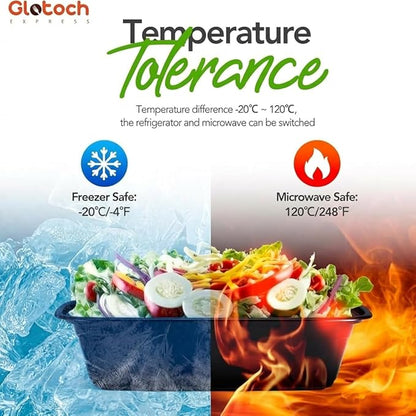 Glotoch 10-Pack Meal Prep Containers with Lids (20-Piece Set), 24 oz Reusable Food Storage Containers, Heavy-Duty Leakproof Bento Boxes, BPA-Free, Microwave/Freezer/Dishwasher Safe, Black