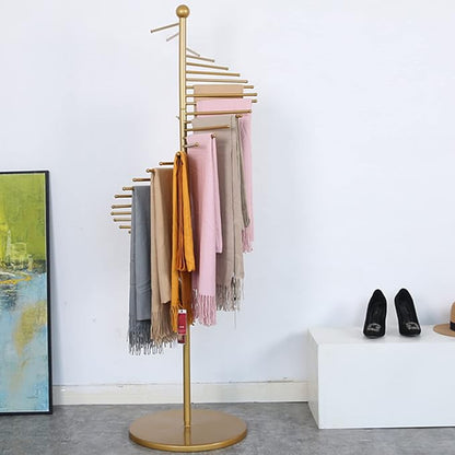 Floor-Standing Metal Spiral Scarf Display Stand, Creative Clothing Store Silk Scarf Shawl Storage Rack, Multi-Purpose Pants Rack Belt/tie Organizer Hanger Holder, Accessory Organizer Rack