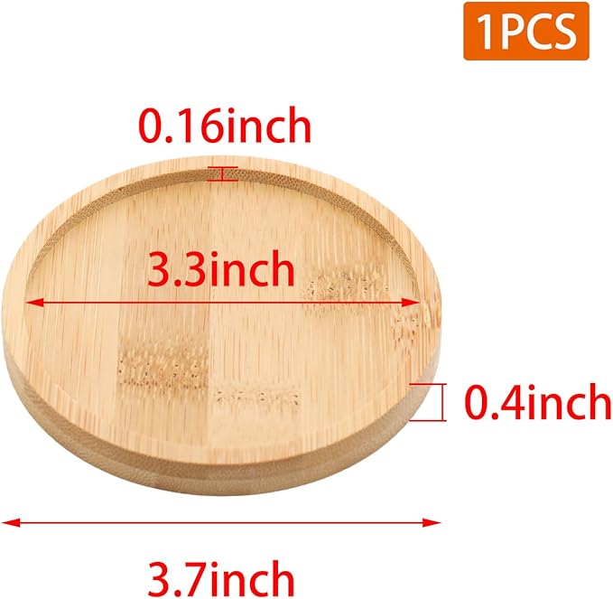 Bamboo Round Tray – 3.7” Outer Diameter, 3.4” Inner Diameter, Reusable Bamboo Plate, Mini Wood Dish for Snacks, Jewelry, Vanity, Candle or Bathroom Decor