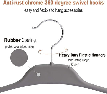 Belt Hanger Rack Holder for Closet, Sturdy Belt Organizer with 360 Degree Swivel, 11 Large Sturdy Belt Hooks, Non Slip Rubberized Belt Storage, Grey