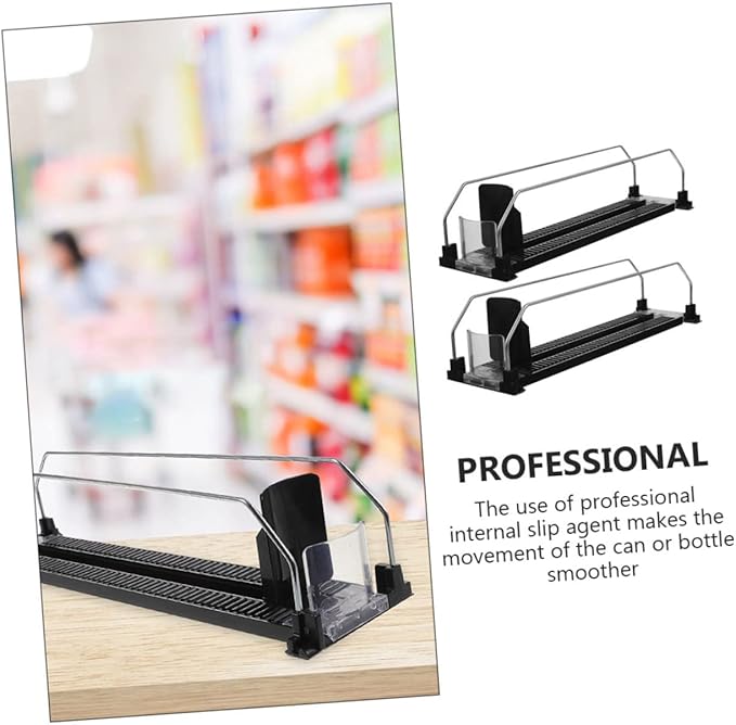 Levemolo 2pcs Automatic Beverage Pusher Organizer Plastic Drink Dispenser for Refrigerator Smooth Glide Can Organizer for Easy Access for Cold Drinks and Efficient Storage
