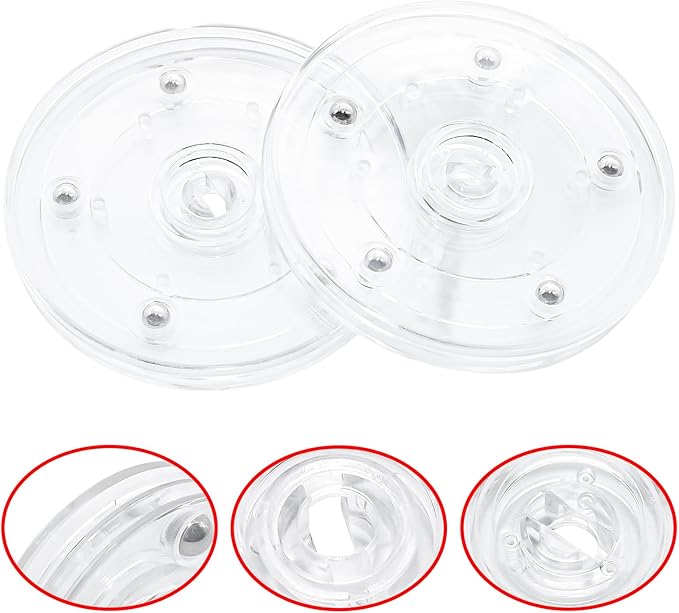 4 Pcs Clear 5 inch Acrylic Lazy Susan Rotating Turntable Organizer Bearings - Round Swivel Plate for Spice Rack, Table, Cake, Kitchen Pantry