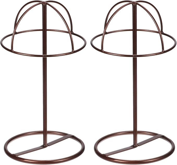 uxcell Metal Hat Display Stand 2 Pack Tabletop Hat and Wig Rack Holder Freestanding for Baseball Cap, Fedora Hat, Cowboy Hat - Bronze, 12 Inch