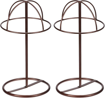 uxcell Metal Hat Display Stand 2 Pack Tabletop Hat and Wig Rack Holder Freestanding for Baseball Cap, Fedora Hat, Cowboy Hat - Bronze, 12 Inch