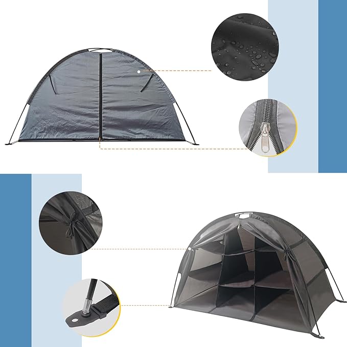 Camping Organizer Shoes,Tent Organizer, RV Shoe Organizer with Zippered Flap(Black)