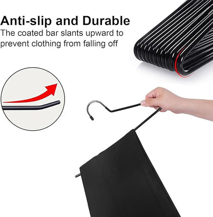 devesanter Pants Hanger, 30 Pack Space Saving Open-Ended Metal Pants Hanger, Non Slip Trousers Slack Hangers Organizers for Pants Jeans Slacks Scarf Trousers Ties，Black