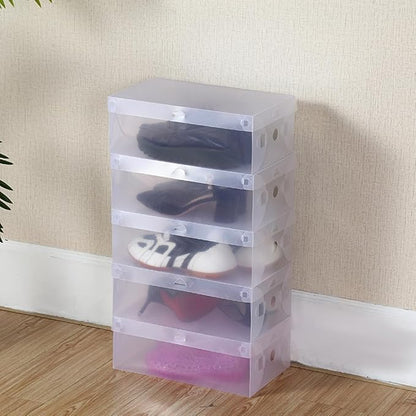 5 Pack Transparent Shoe Box,Men Women Clear Dustproof Shoe Storage Organizer,Travel Sneaker High-Heeled Container (11"x7"x3.7")