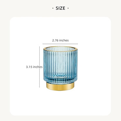 Makeup Brush Organizer, Toothbrush Holder, Desk Pen Pencil Holder, Multifunctional Vintage Glass Brush Cup (S/Blue/A3-13-US)
