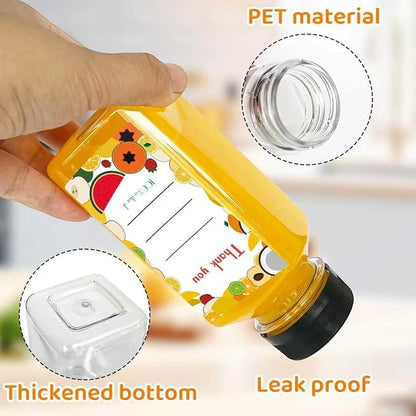 48pcs 12oz Juice bottle with caps,Plastic bottles with caps, Reusable Clear Bulk Beverage Containers for Juice, Milk and Other Beverages