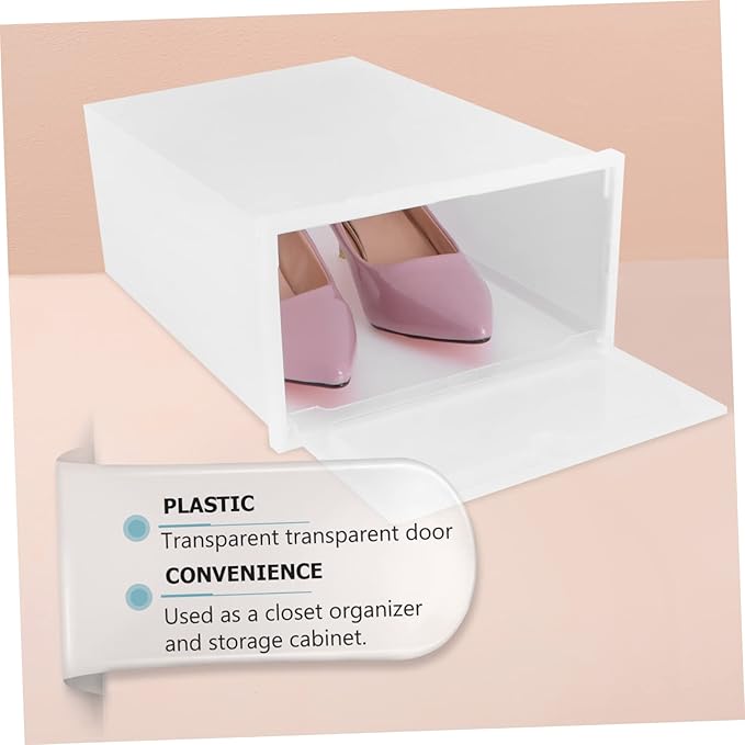 6pcs Shoes Storage Box Lid Plastic Shoe Containers Stackable for Home Office Closet