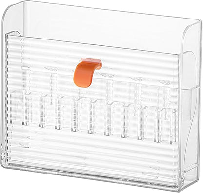 Wall-Mounted Makeup Eyeliner Lip Liner Organizer Holder, 16-Slot Cabinet Storage for Brush, Makeup Pencils, Concealer Pencil Display Case for Vanity Bathroom, Clear