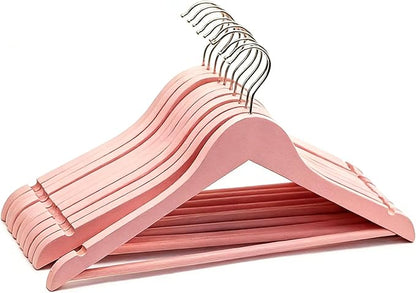 20 Pack Pink Clothes Hangers Slim Wood Hangers Coat Hangers for Closet,Clothes Hanger with Extra Smooth Finish,Precisely Cut Notches for Shirt Suit Dress Women Home Kids (Pink)