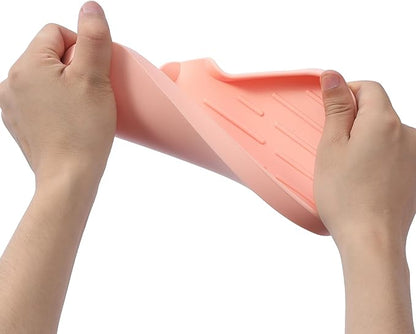 MicoYang Silicone Bathroom Soap Dishes with Drain Spout-Bathroom and Kitchen Sink Organizer,Sponge Holder,Dish Soap Tray,Perfect for Dispenser,Scrubber,Bottle,Cup on Sink or Counter-Pink 9.6"×5.3"