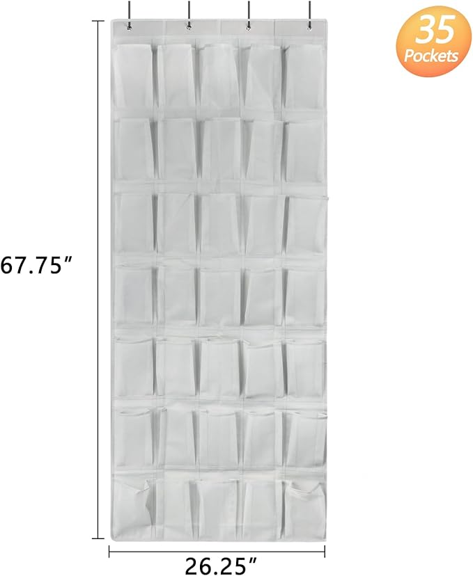 GOMAJI 35 Large Pockets Over the Door Shoe Organzier, Hanging Shoe Organizer for Door Large Capacity Shoe Storage Bag with 4 Metal Hooks