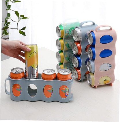 Holibanna 2pcs Hand Pull Beverage Can Organizer Section Plastic Storage Box Can Dispenser for Refrigerator Pantry and Kitchen Countertops Space-saving Design